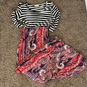 Mixed Print Maxi Dress